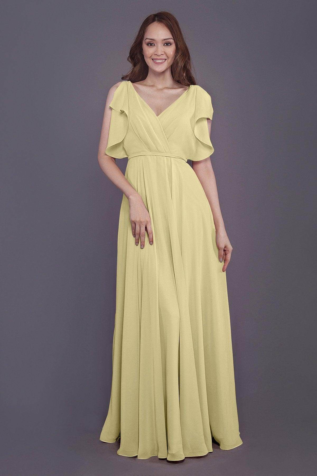 Sheath-Column Floor Length Chiffon Bridesmaid Dress PR3568 - COCOMELODY